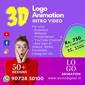 Get your Business Logo in 3D Animation Video, 3D Logo Intro, Outro @ Special Offer Price of just Rs. 750 (Limited Period Offer only)