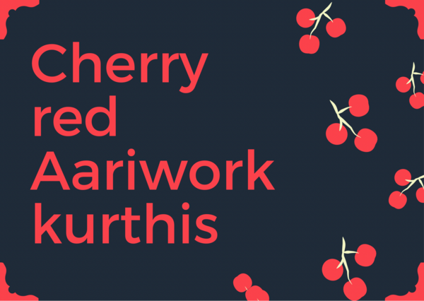 Cherry red Aariwork kurthis