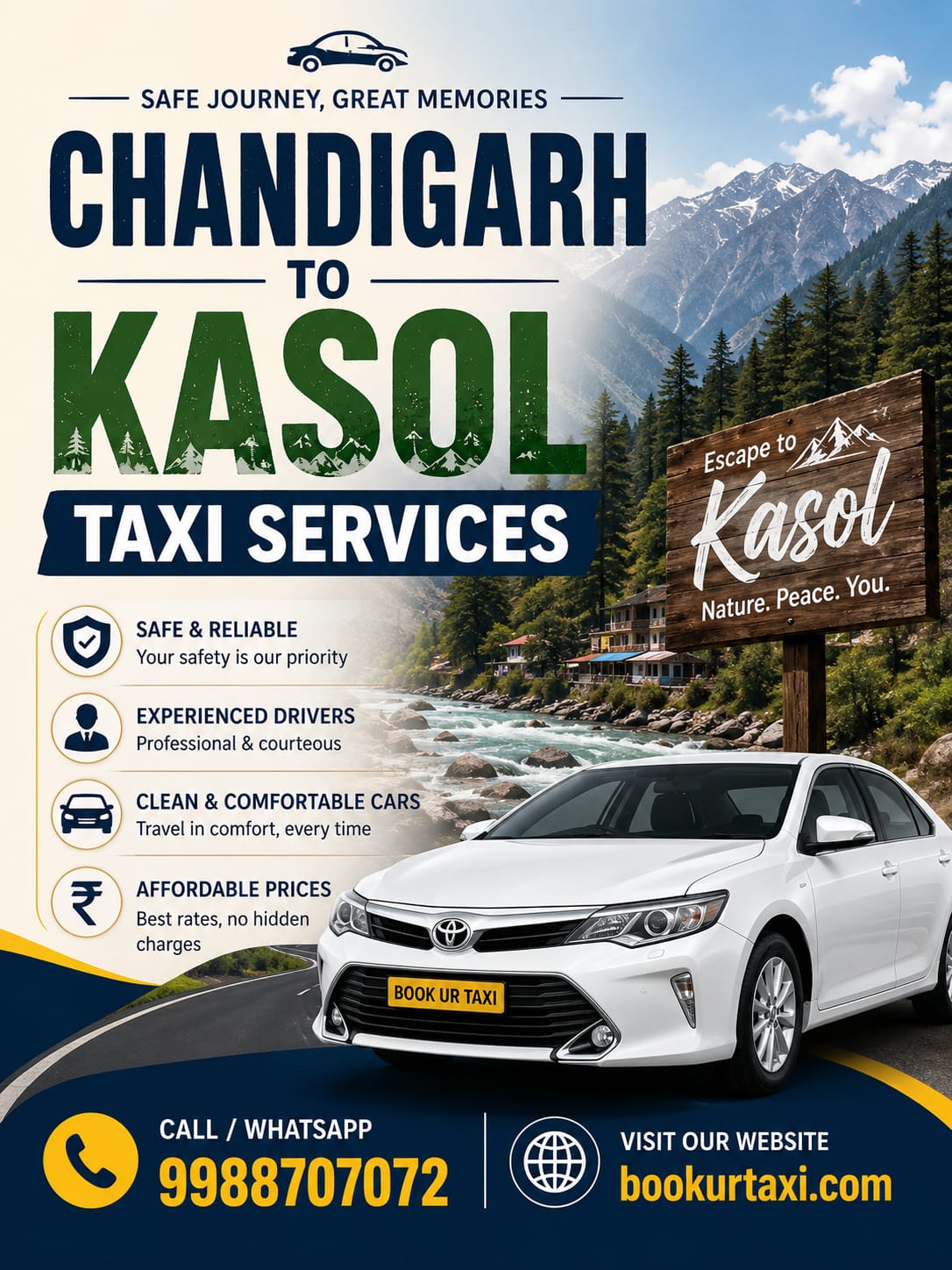 Chandigarh Airport to Kasol Taxi