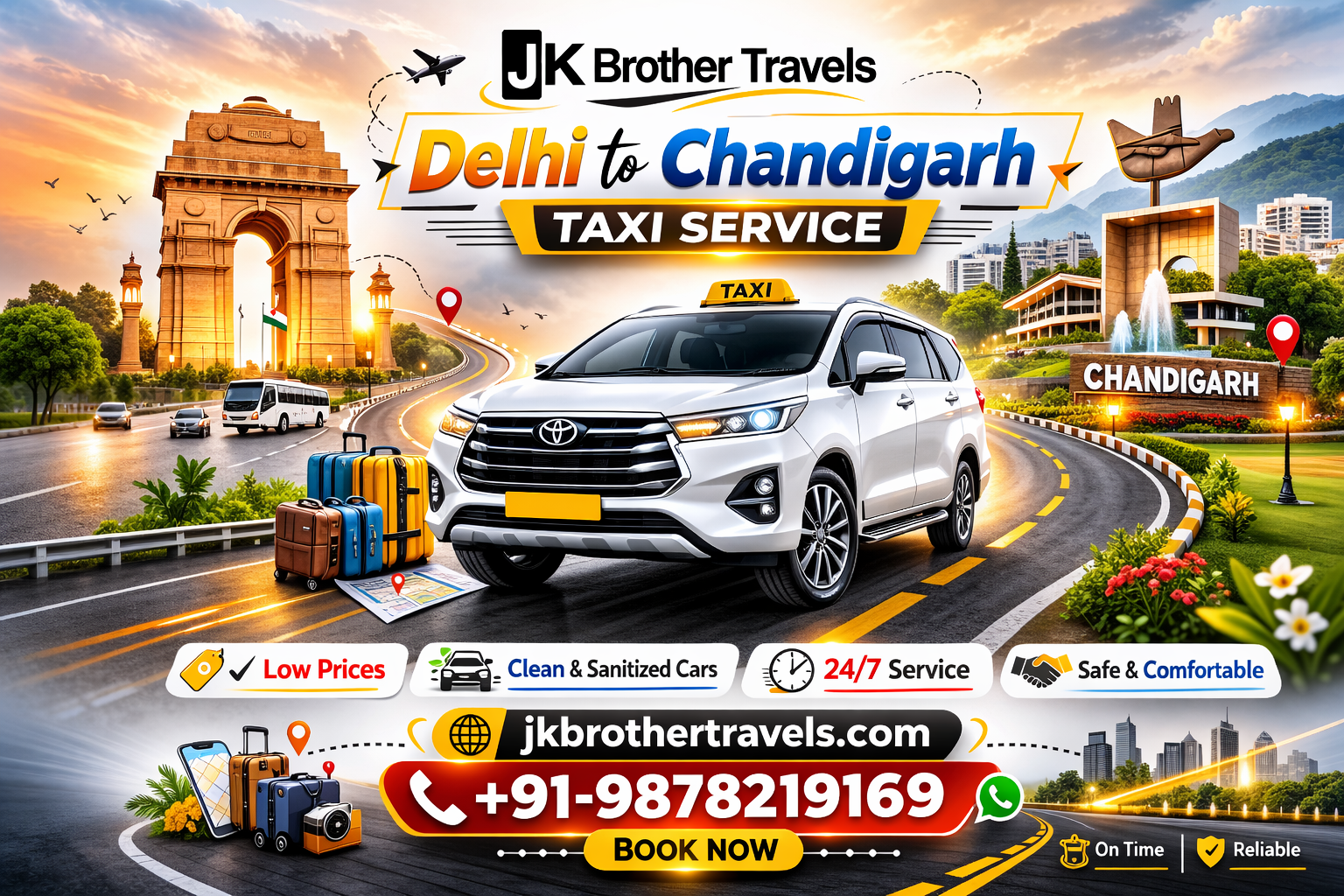 Reliable Delhi to Chandigarh Taxi Service – JK Brother Travels