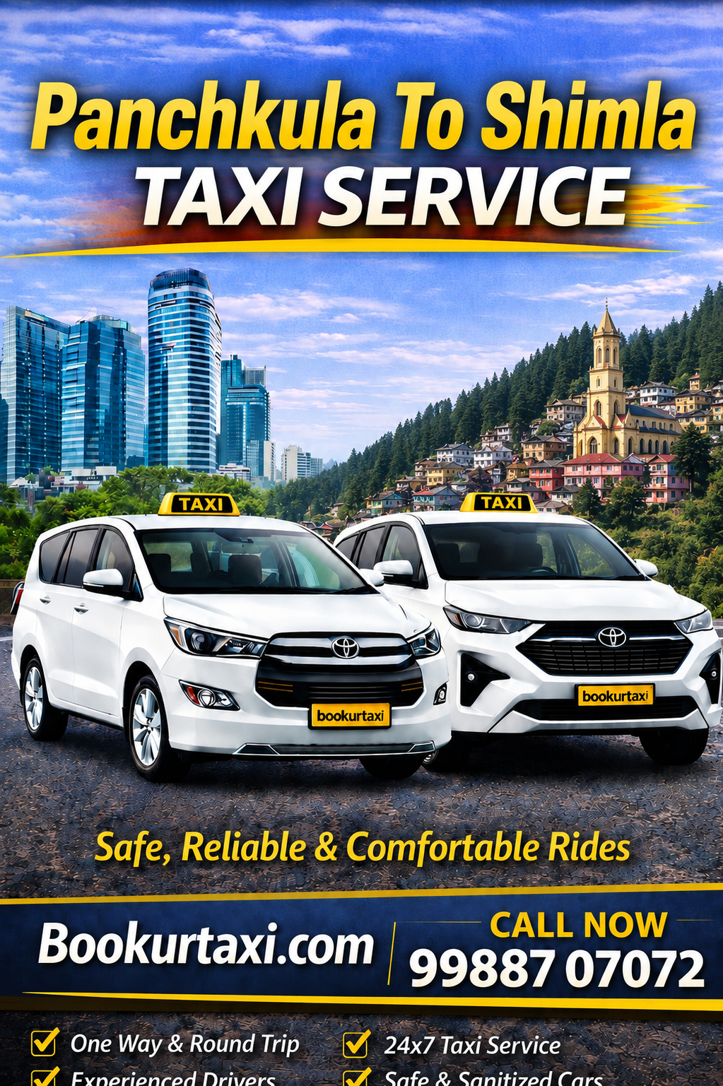 Panchkula to Shimla Taxi Booking Start ₹1450 - BookUrTaxi