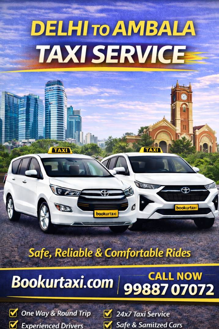 Delhi to Ambala Taxi | BookUrTaxi - Cab Booking Now 9₹ Km