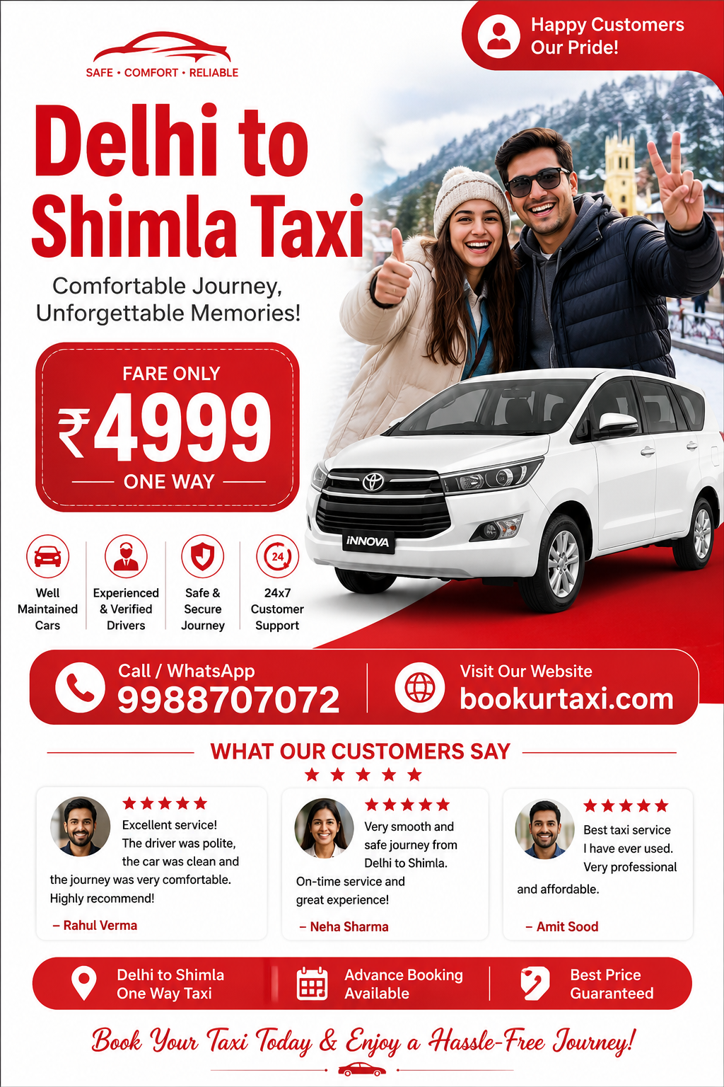 Delhi to Shimla Taxi cab services