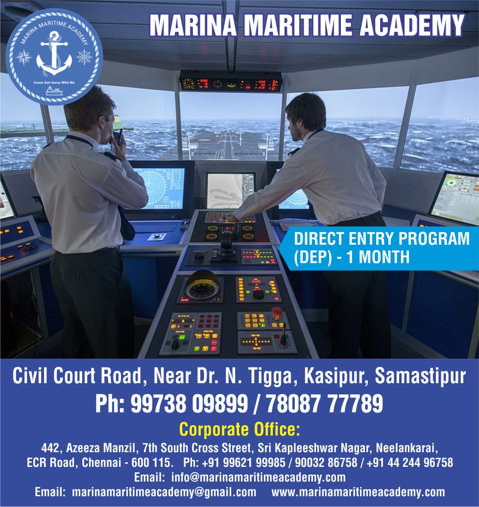 Marina Maritime Academy  442,2nd Floor, Azeeza Manzil, 7th South Cross Street  Sri Kapaleeshwar Nagar, Neelankarai ECR Road, Chennai - 600 115,Tamil Nadu, India