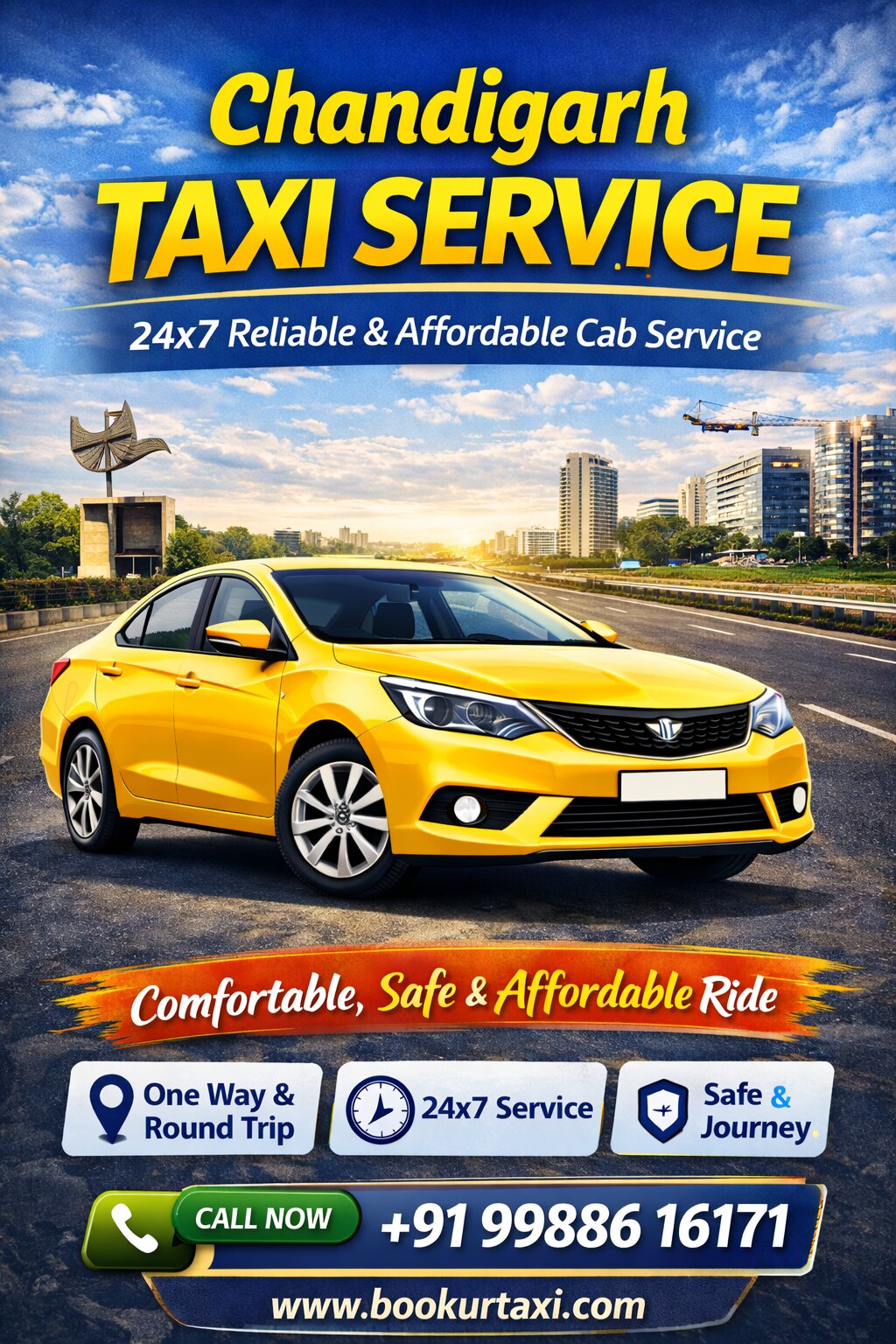 Chandigarh Taxi Service | Chandigarh Cab Service From ₹9/Km