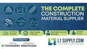 L1 SUPPLY NETWORKS PRIVATE LIMITED   Construction Materials  NEW NO.3, OLD No.L26A, 1st FLOOR SECOND WEST STREET, KAMARAJ NAGAR THIRUVANMIYUR, CHENNAI ,Chennai,Tamil Nadu,India,600041